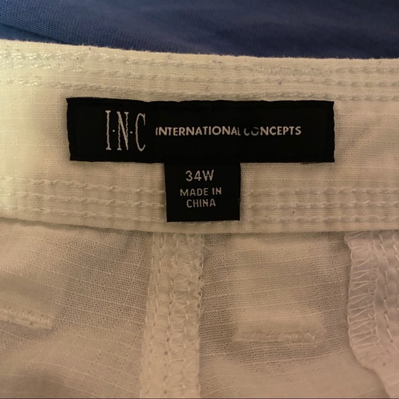 2 White and Black Cargo/Fleece Shorts by INC Large - Picture 3 of 6